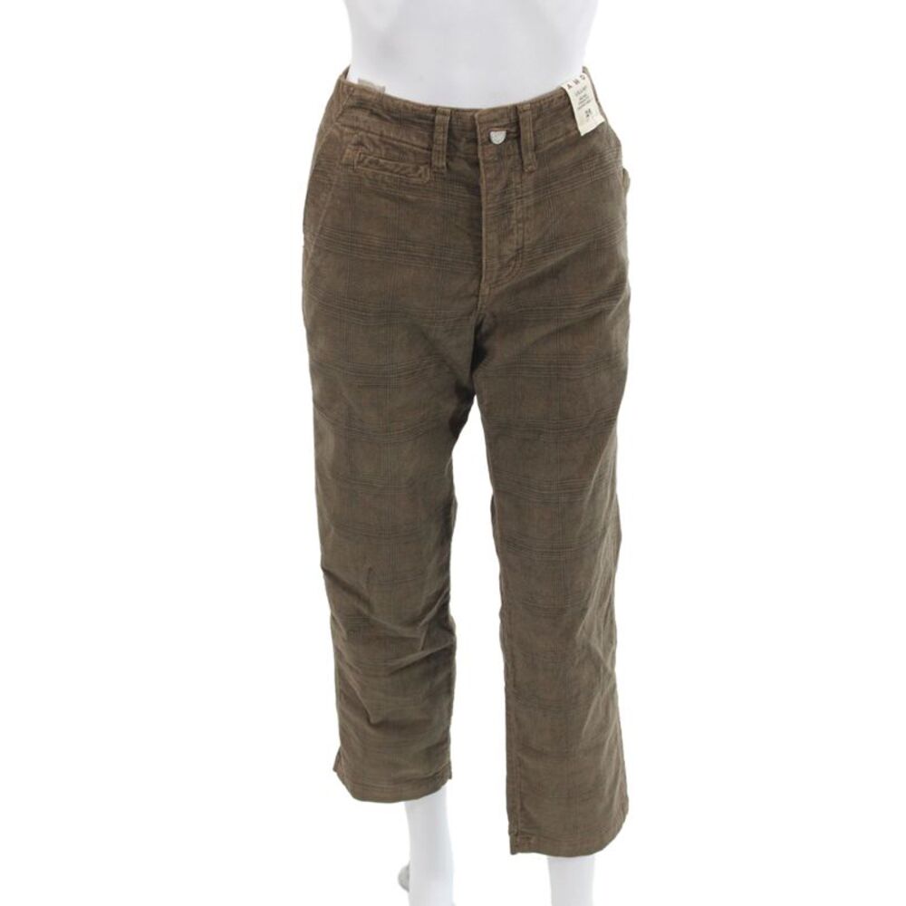 Amo Women Cropped Plaid Cotton Pants Brown Size 26